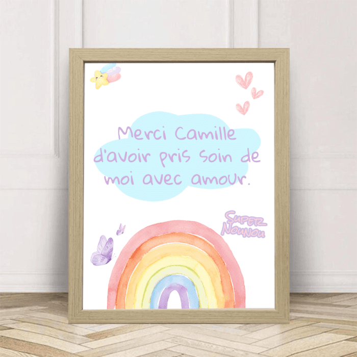 Affiche personnalisable Nounou – Modèle pastel