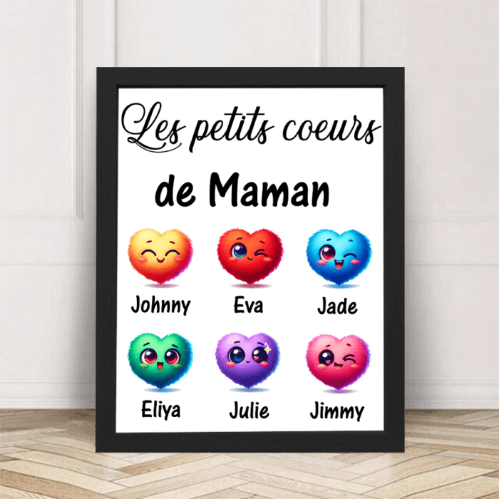 Affiche personnalisable avec coeurs et prénoms