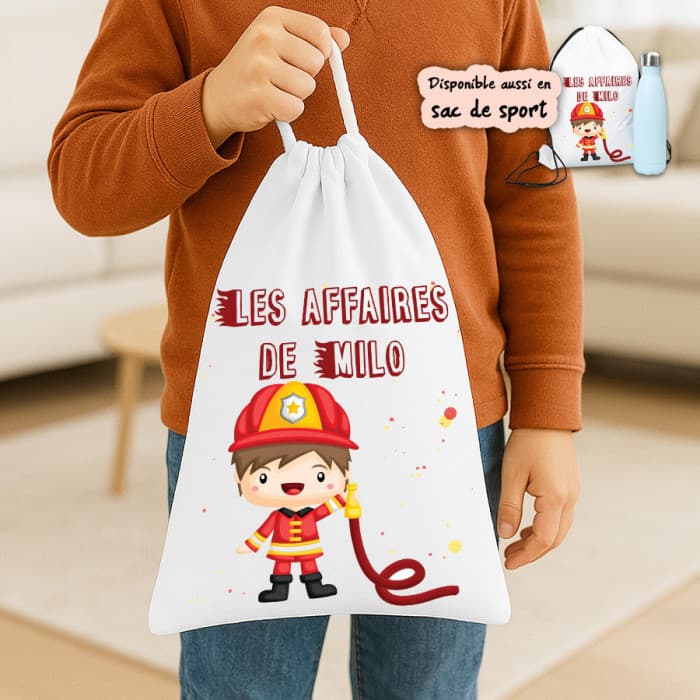Sac à doudou ou sac de gym personnalisé modèle pompier