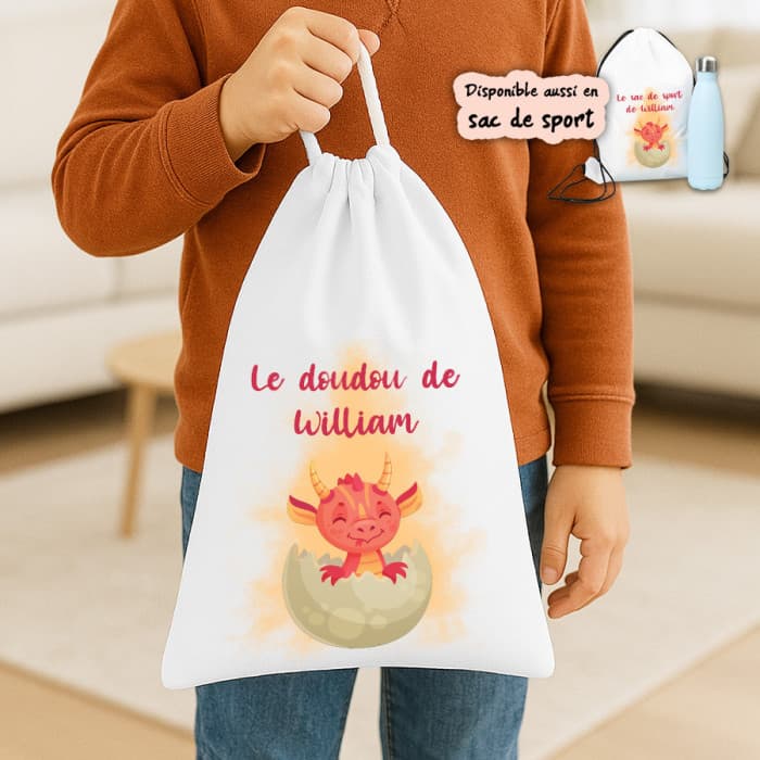 Sac à doudou ou sac de gym personnalisé modèle dragon