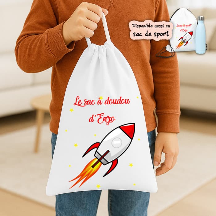 Sac à doudou personnalisé modèle fusée