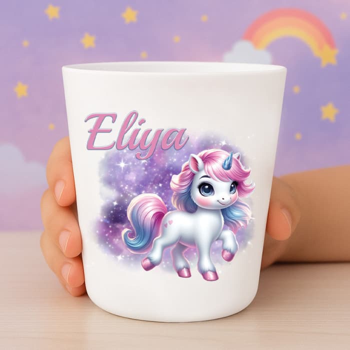 Gobelet enfant personnalisé licorne – Verre plastique avec prénom