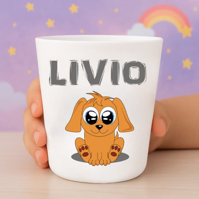 Gobelet enfant personnalisé chien – Verre plastique avec prénom