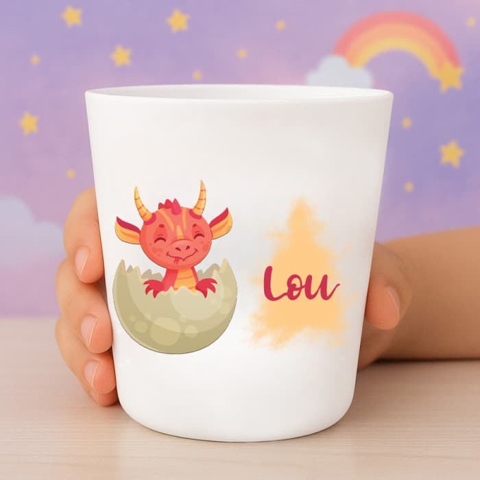 Gobelet enfant personnalisé dragon – Verre plastique avec prénom