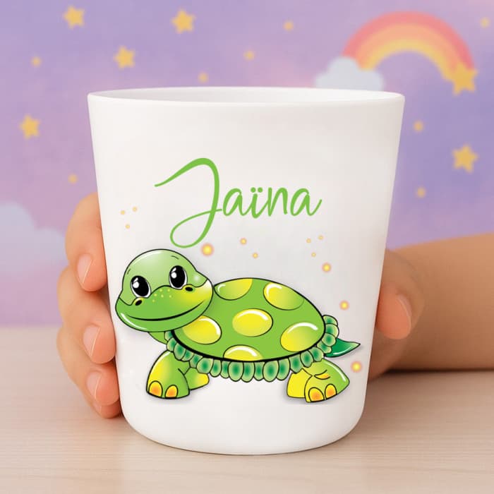 Gobelet enfant personnalisé tortue – Verre plastique avec prénom