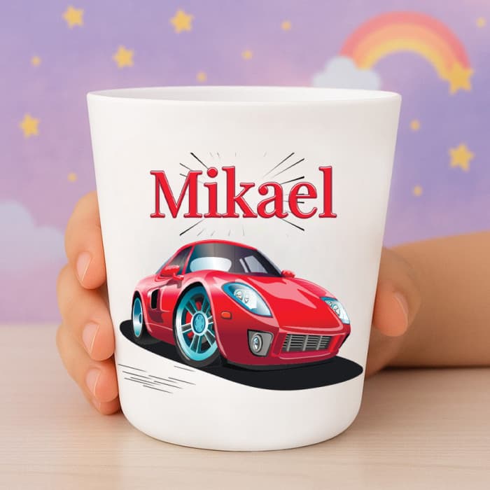 Gobelet enfant personnalisé voiture – Verre plastique avec prénom