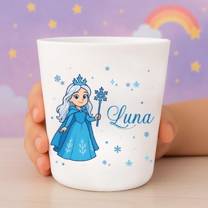 Gobelet enfant personnalisé Reine des Neiges – Verre plastique avec prénom