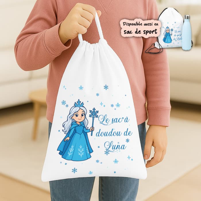 Sac à doudou ou sac de gym personnalisé modèle Reine des Neiges