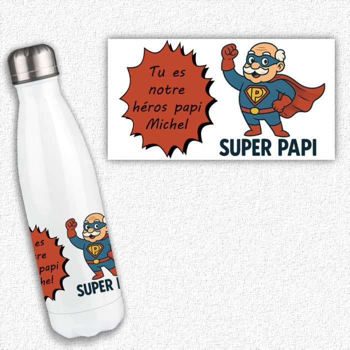 Bouteille isotherme super papi personnalisable