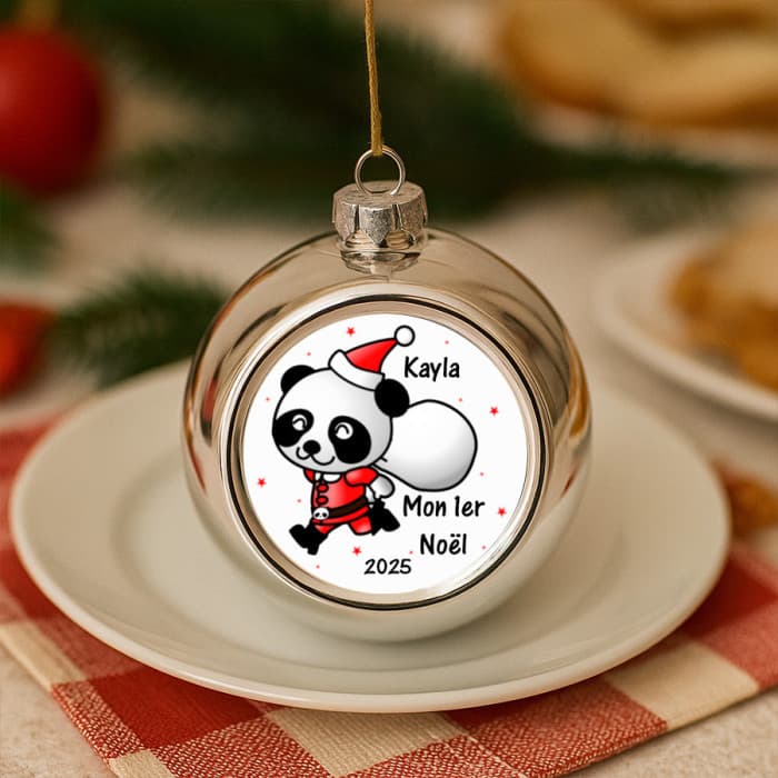 Boule sapin de Noël personnalisable modèle panda