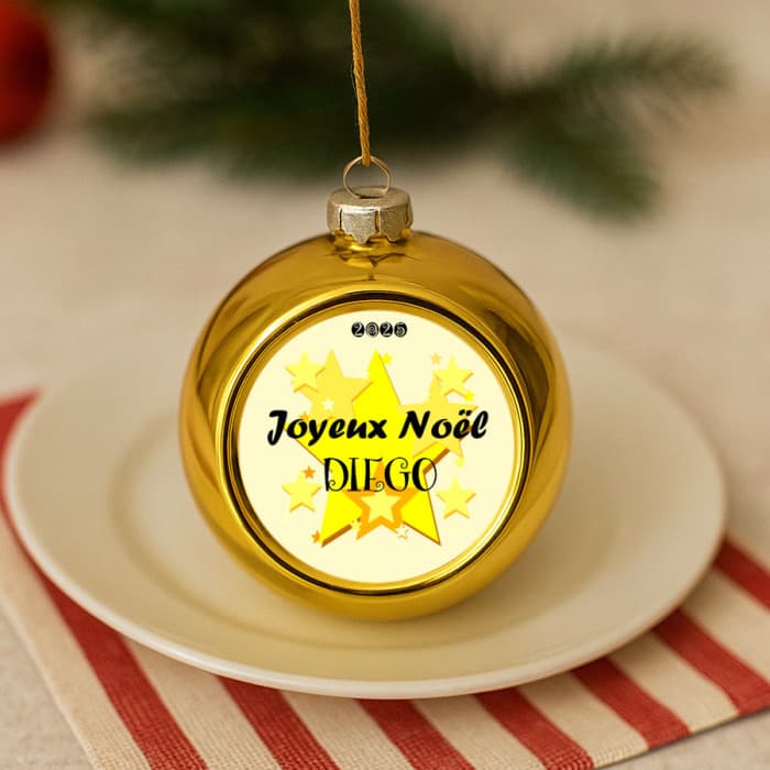 Boule sapin de Noël personnalisable modèle étoiles