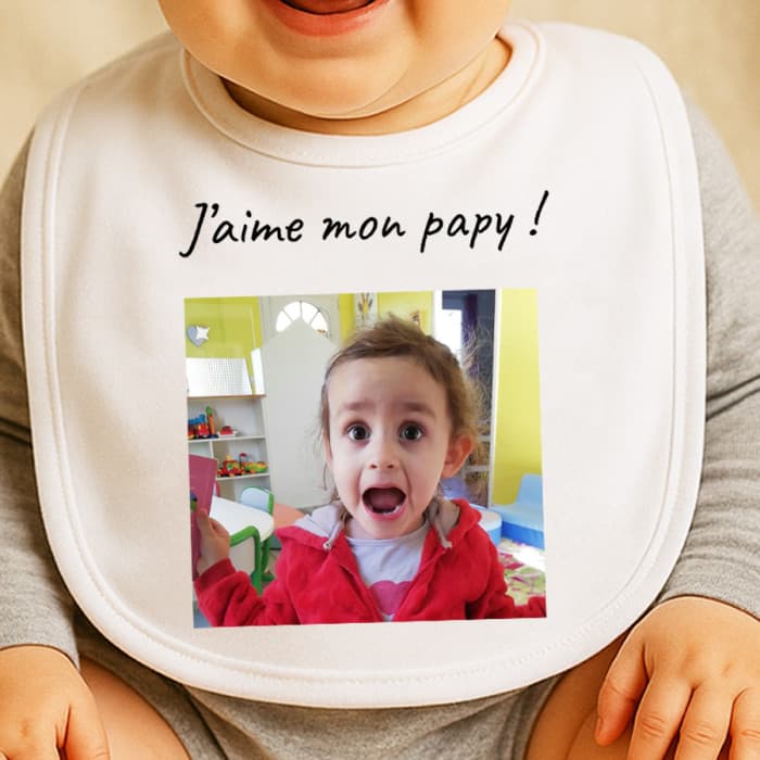 Grand bavoir bébé personnalisable avec photo et message