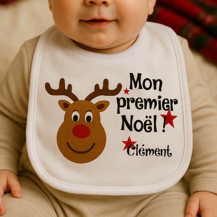 Bavoir Noël personnalisable modèle renne