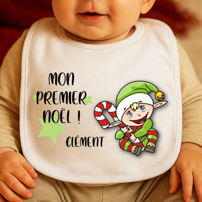 Bavoir Noël personnalisable modèle lutin