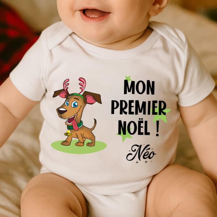 Body bébé ou tee-shirt Noël personnalisable modèle chien