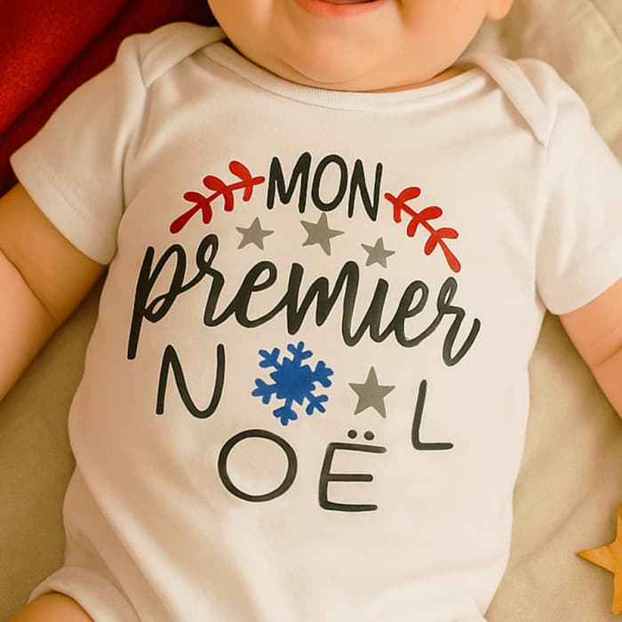 Body bébé personnalisé premier Noël flocon
