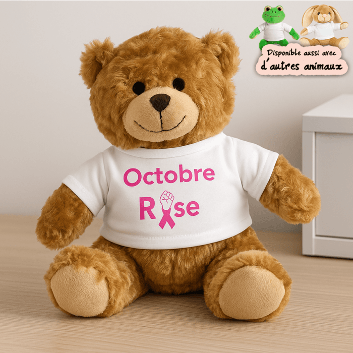 Ourson personnalisé Octobre rose modèle poing