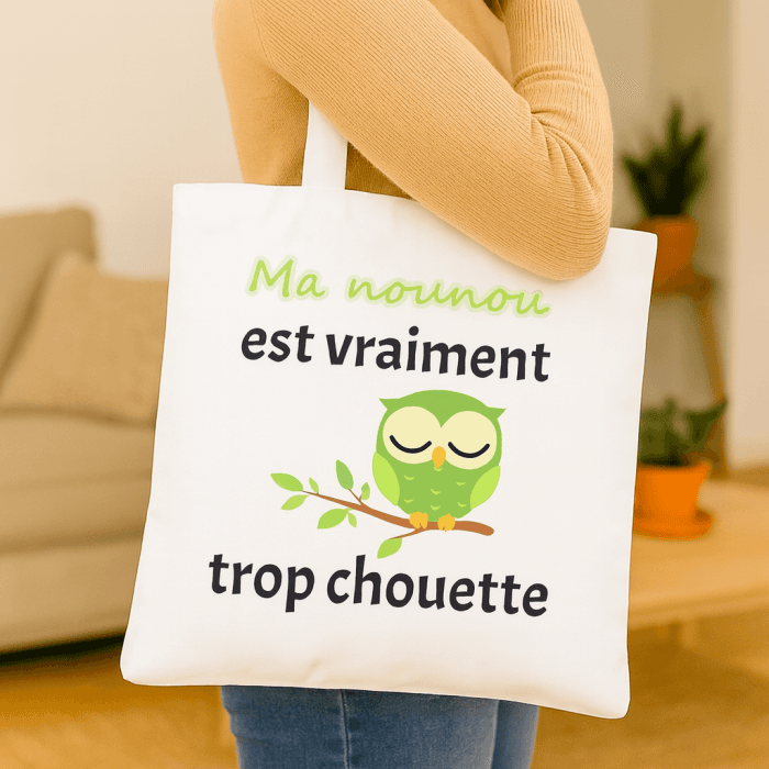 Tote bag personnalisable chouette maître/maîtresse/nounou