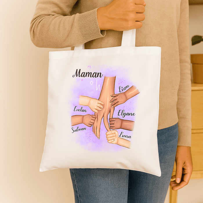 Tote bag maman personnalisable avec mains