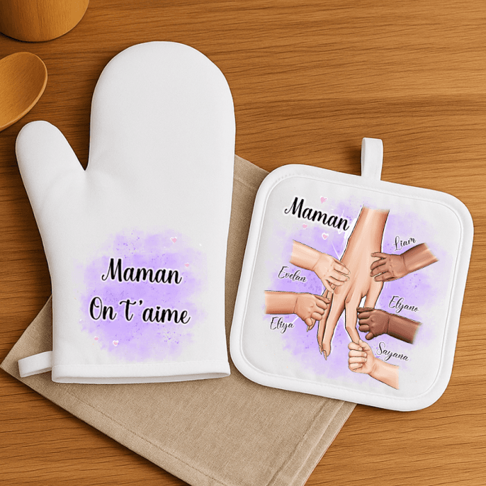 Duo Manique et Gant Personnalisés – Maman – Empreintes et Prénoms