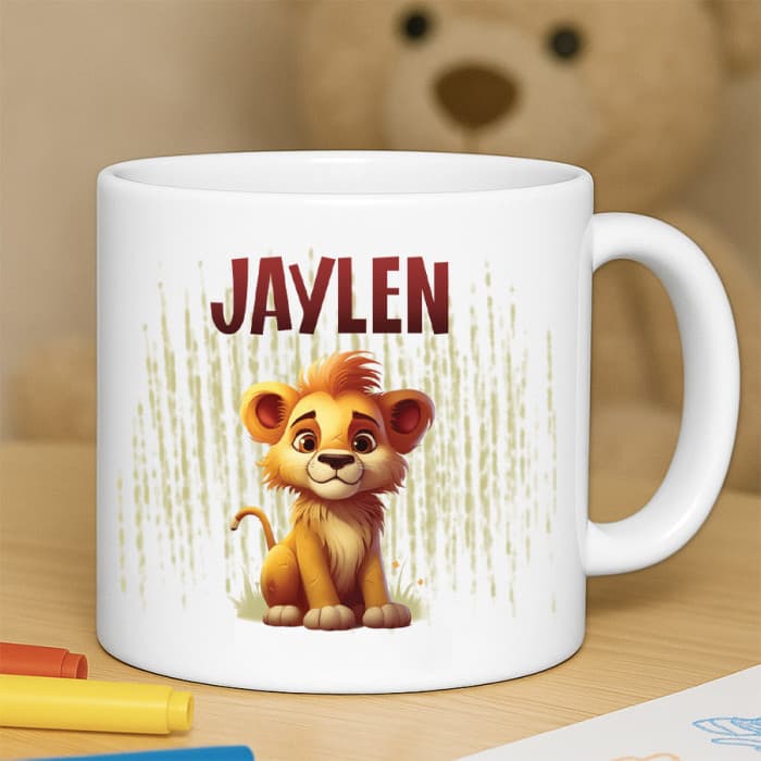 Tasse enfant résistante personnalisée lion