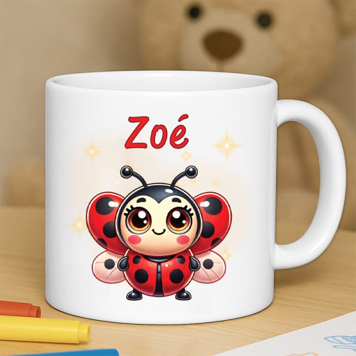Tasse enfant résistante personnalisée coccinelle