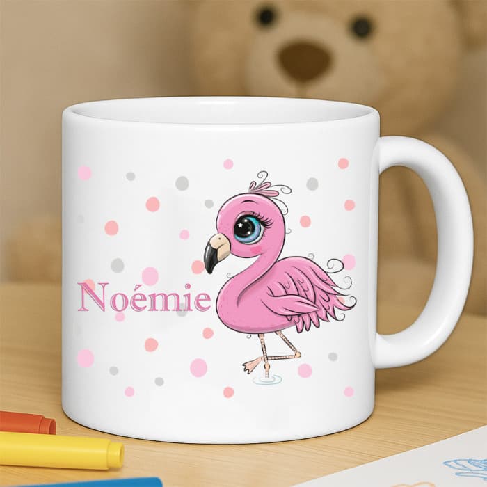 Tasse enfant résistante personnalisée flamant rose