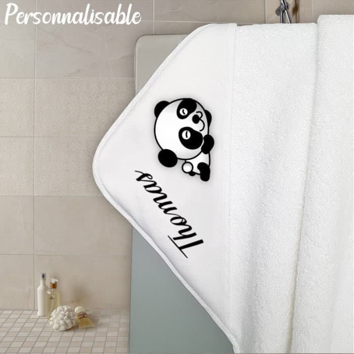 Cape de bain en éponge personnalisable modèle panda