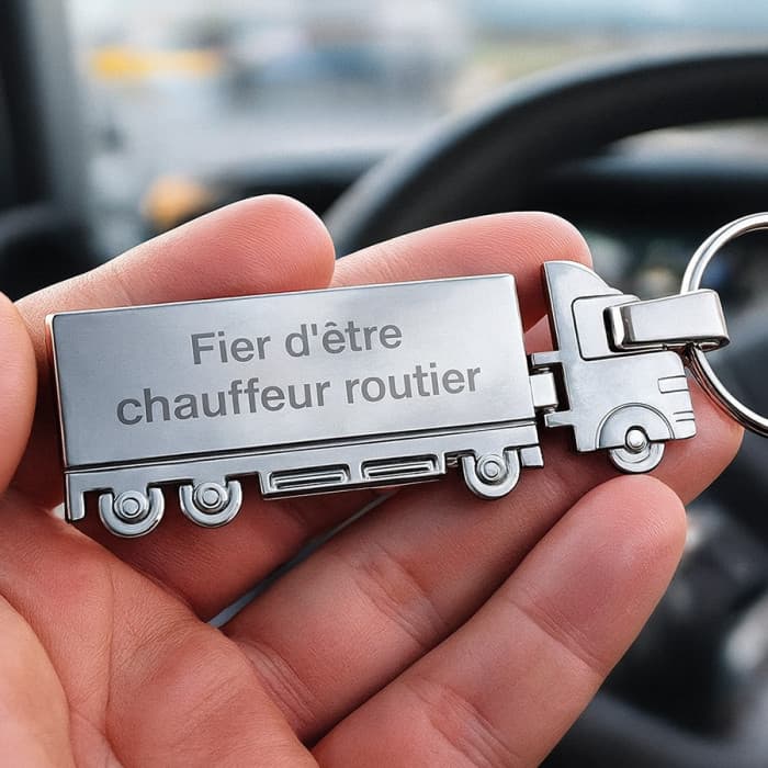 Porte-clé camion gravé