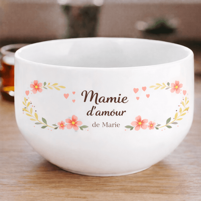 Bol en céramique personnalisable mamie d'amour