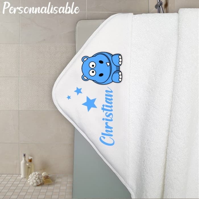 Cape de bain en éponge personnalisable modèle hippopotame