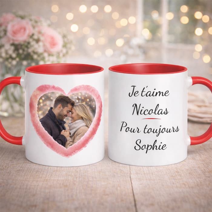 Mug Saint-Valentin personnalisable avec photo et message