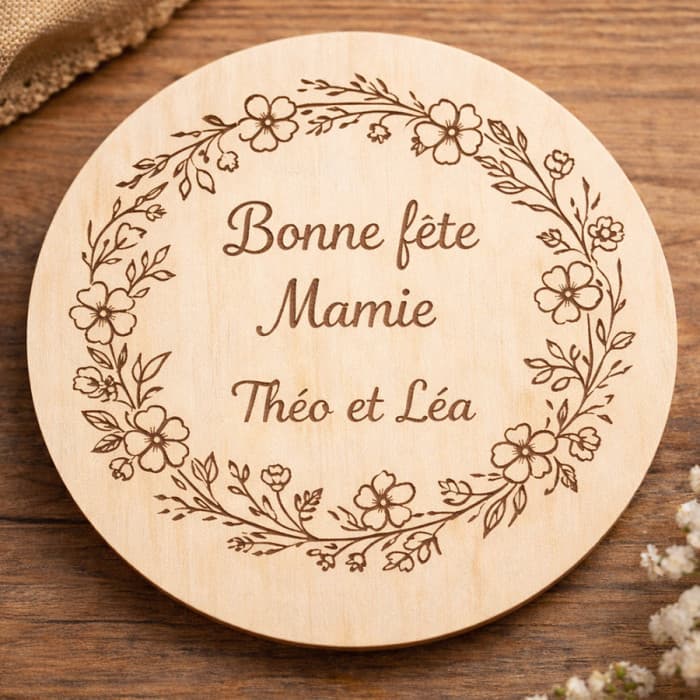 Plaque en bois personnalisée gravée - Cadeau mamie