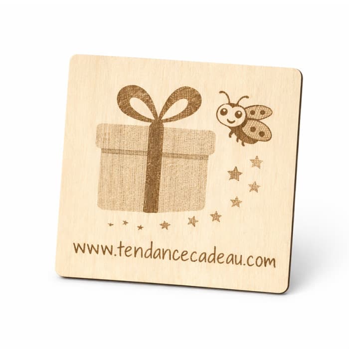 Magnet personnalisable en bois carré 6×6 cm – Action commerciale