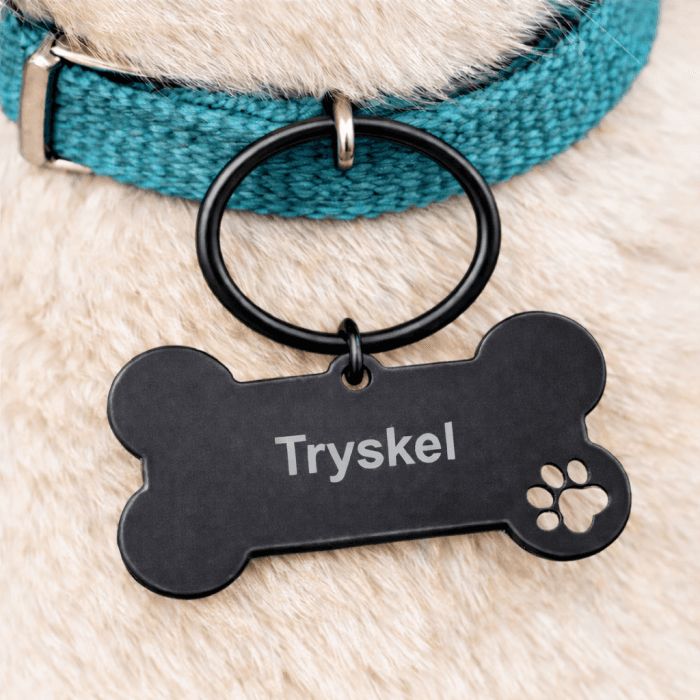 Médaillon collier animal os personnalisable noir