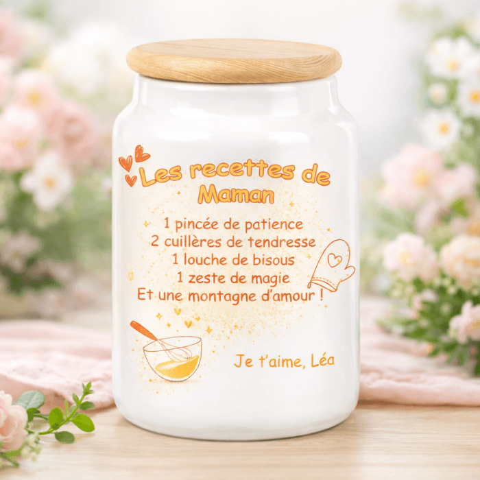 Pot à biscuits personnalisé modèle recettes de maman