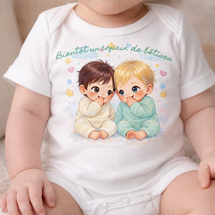 Body bébé ou tee-shirt "Bientôt un copain de bêtises"