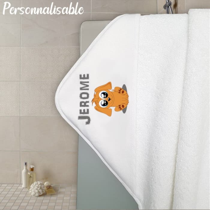 Cape de bain en éponge personnalisable modèle chien