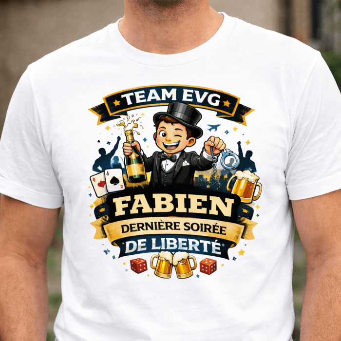 Tee-shirt blanc Team EVG – Dernière soirée de liberté
