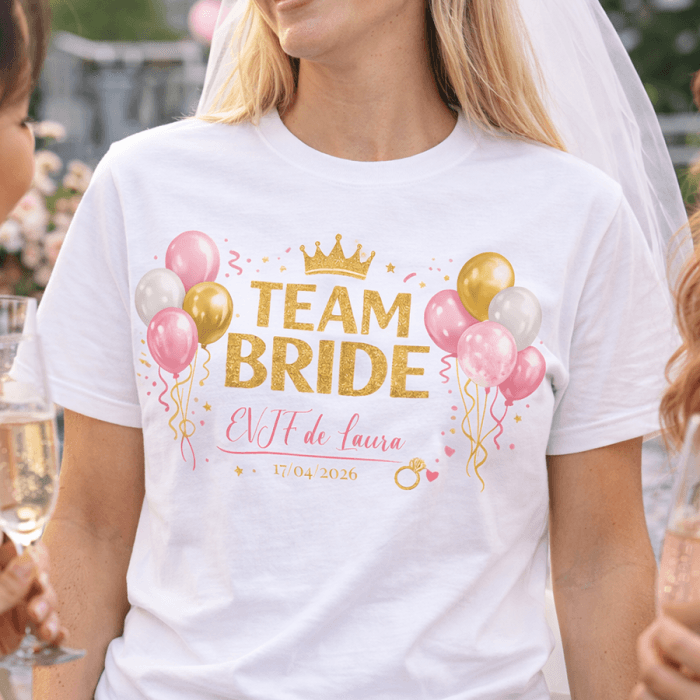 Tee-shirt Team Bride personnalisable pour EVJF