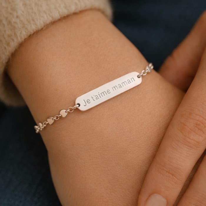 Bracelet coeur femme gravé