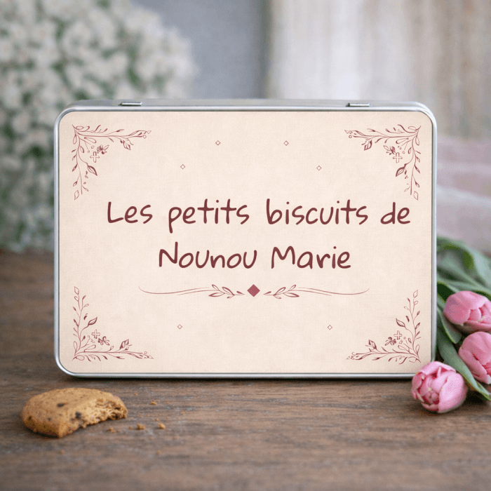 Boîte à biscuits personnalisée en métal – Modèle Minimaliste