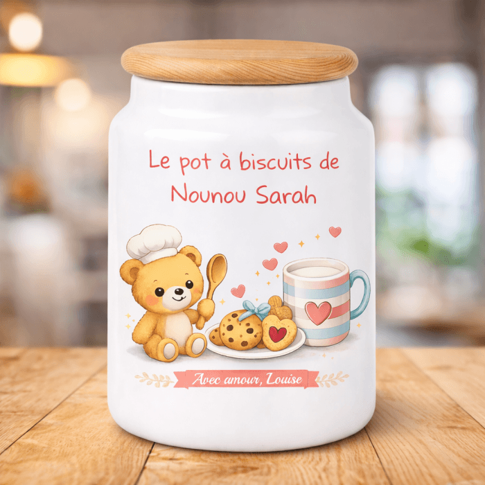Pot à biscuits personnalisé modèle ourson
