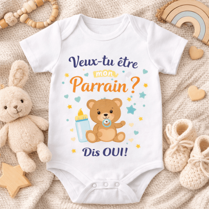 Body bébé ou tee-shirt “Veux-tu être mon Parrain ?" – Demande parrain
