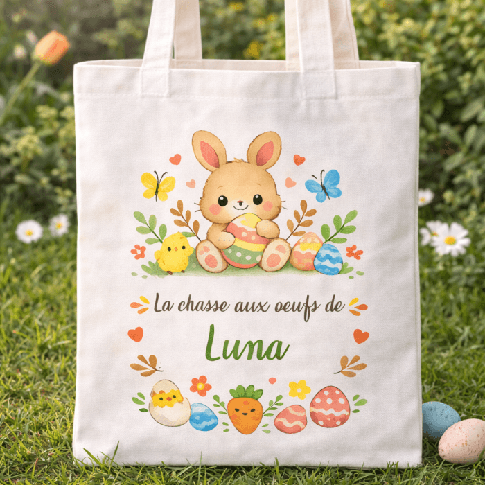 Tote bag personnalisable Pâques avec prénom