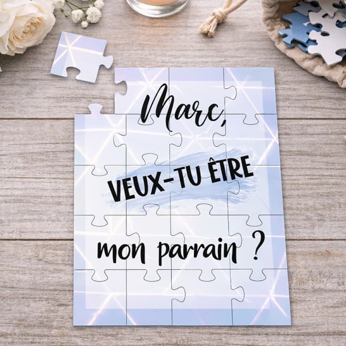 Puzzle personnalisable demande futur parrain