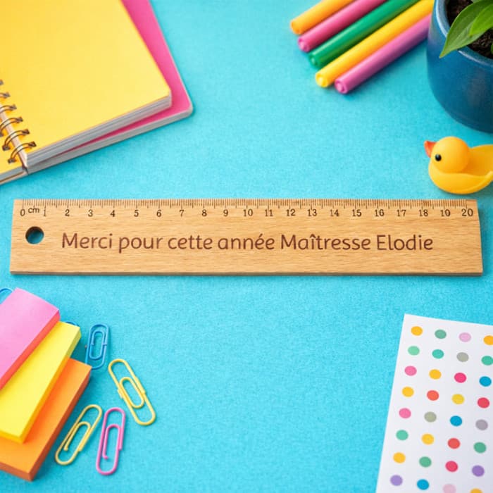 Règle en bois personnalisable - Cadeau fin d'année scolaire