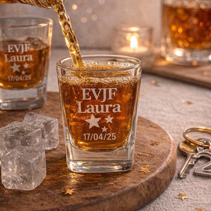 Verre shooter personnalisé étoiles 65 ml – Shot EVG EVJF gravé avec message