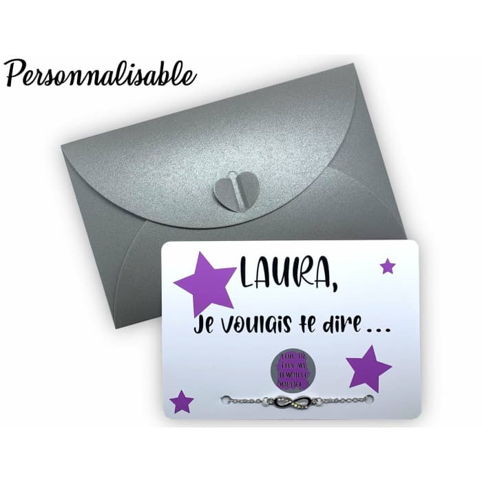 Carte à gratter avec bijou personnalisable avec un message au choix