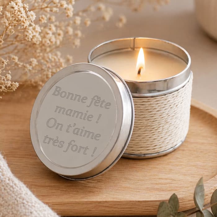 Bougie aromatique gravée senteur vanille